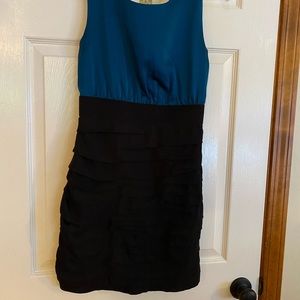 Express teal and black dress